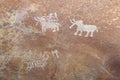 Prehistoric cave painting in Bhimbetka -India. Royalty Free Stock Photo