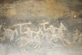 Prehistoric cave painting in Bhimbetka -India. Royalty Free Stock Photo