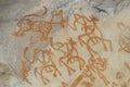 Prehistoric cave painting in Bhimbetka -India. Royalty Free Stock Photo