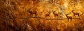 Prehistoric cave painting style illustration of a herd of deer Royalty Free Stock Photo