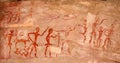 Prehistoric cave paintings over 4000 years Khao Chan Ngam, Nakhon Ratchasima. Royalty Free Stock Photo