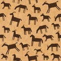 Prehistoric cave paintings seamless pattern