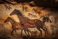 Prehistoric cave paintings of wild and ancient hor Royalty Free Stock Photo