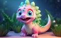 Prehistoric Charm Adorable Baby Dinosaur. Generative AI