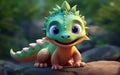 Prehistoric Charm Adorable Baby Dinosaur. Generative AI