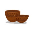 Prehistoric clay bowls, Stone age symbols vector Illustration on a white background