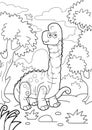 Prehistoric dinosaur brachiosaurus, coloring book, funny illustration Royalty Free Stock Photo