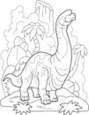 Prehistoric dinosaur brachiosaurus, coloring book, funny illustration Royalty Free Stock Photo
