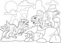 Prehistoric dinosaur cartoons coloring book funny illustration