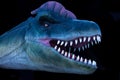 Prehistoric dinosaur head isolated on black background