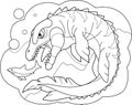 Prehistoric dinosaur mosasaurus coloring book funny illustration