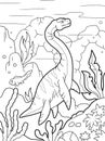 Prehistoric dinosaur plesiosaurus, coloring book, funny illustration