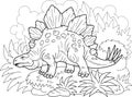 Prehistoric dinosaur stegosaurus, coloring book, funny illustration