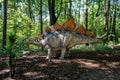 Prehistoric dinosaur stegosaurus in nature