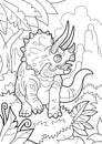 Prehistoric dinosaur triceratops, coloring book, funny illustration