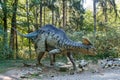 Prehistoric dinosaur Troodon attack parasaurolophus