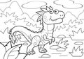 Prehistoric dinosaur velociraptor, coloring book, funny illustration Royalty Free Stock Photo