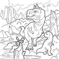 Prehistoric dinosaurs, coloring page, outline illustration