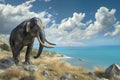 Prehistoric dwarf elephant Palaeoloxodon cypriotes, extinct 12,000 years ago, on the coast of Cyprus