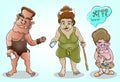 Prehistoric family and modern technology Royalty Free Stock Photo
