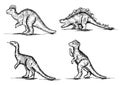 Prehistoric Jurassic Dinosaurs Reptiles Sketch Vector Royalty Free Stock Photo