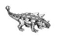 Prehistoric Jurassic reptile, herbivorous ankylosaurus dinosaur with a plate armor & mace on its tail Royalty Free Stock Photo