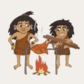 Prehistoric kids cooking food