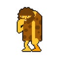 Prehistoric man pixel art isolated. Caveman 8 bit. Ancient man Royalty Free Stock Photo