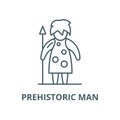 Prehistoric man vector line icon, linear concept, outline sign, symbol Royalty Free Stock Photo