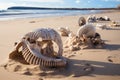 prehistoric marine fossils on a sandy beach