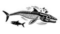 Prehistoric Marine Predator Prey, Ancient Fish Skeleton, vector design Generative AI Royalty Free Stock Photo