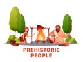 Prehistoric People Flat Composition