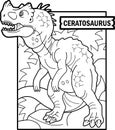 Predatory dinosaur ceratosaurus, went hunting, coloring book