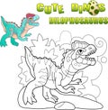 Prehistoric predatory dinosaur Dilophosaurus, funny illustration