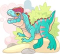 Prehistoric predatory dinosaur Dilophosaurus, funny illustration Royalty Free Stock Photo