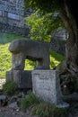 A prehistoric sculpture of a stone bear, on the top of Sleza mountain, Poland.