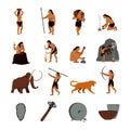 Prehistoric Stone Age Caveman Icons Royalty Free Stock Photo