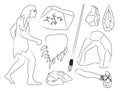 Prehistoric stone age icons set Royalty Free Stock Photo