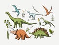 Prehistoric vector dino icon set.