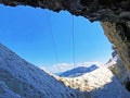 Prehistoric Wildkirchli caves or die WildkirchlihÃÂ¶hle HÃÂ¶hlebÃÂ¤re or Hoehlebaere and Eesidle in the Appenzellerland region