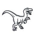 Prehistorical dino Logo concept. Raptor insignia design. Jurassic dinosaur illustration. T-shirt concept on white