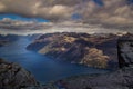 Preiekestolen - The Pulpit Rock, Norwegian Cliff Tourist Destination at Lysefjorden, Stavanger, Norway Royalty Free Stock Photo