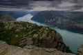 Preiekestolen - The Pulpit Rock, Norwegian Cliff Tourist Destination at Lysefjorden, Stavanger, Norway Royalty Free Stock Photo