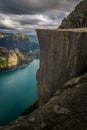 Preiekestolen - The Pulpit Rock, Norwegian Cliff Tourist Destination at Lysefjorden, Stavanger, Norway Royalty Free Stock Photo
