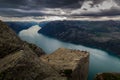 Preiekestolen - The Pulpit Rock, Norwegian Cliff Tourist Destination at Lysefjorden, Stavanger, Norway Royalty Free Stock Photo