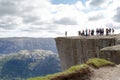 Preikestolen or Prekestolen. Pulpit Rock, famous attraction near Stavanger. View on Lysefjord, Norway hiking