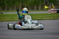 PREJMER, BRASOV, ROMANIA - MAY 3: Unknown pilots competing in National Karting Championship Dunlop 2015, Royalty Free Stock Photo