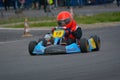 PREJMER, BRASOV, ROMANIA - MAY 3: Unknown pilots competing in National Karting Championship Dunlop 2015, on May 3, 2015 Royalty Free Stock Photo