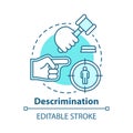 Prejudice discrimination concept icon. Zero tolerance policy idea thin line illustration. Social inequality. Bullying