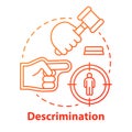 Prejudice discrimination concept icon. Zero tolerance policy idea thin line illustration. Social inequality. Bullying